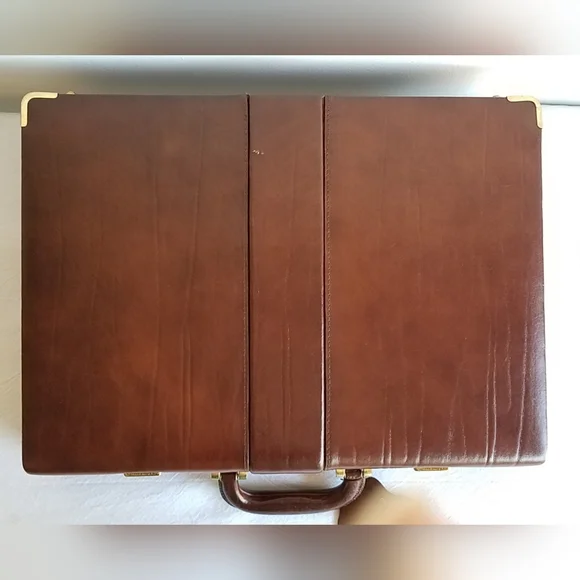 Vintage Genuine Leather Briefcase Attache Document Case - Picture 4 of 16